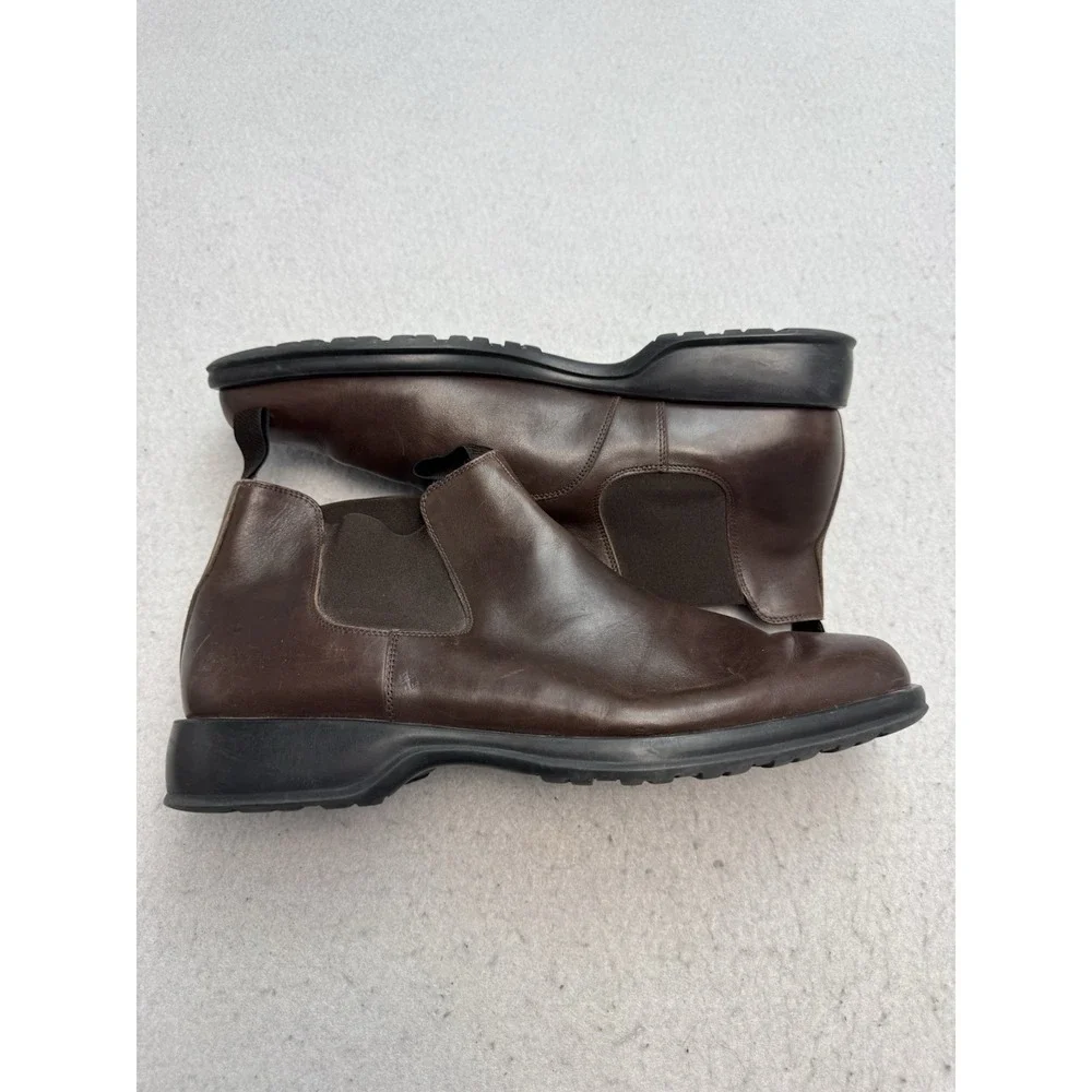 Salvatore Ferragamo Slip On Chukka Ankle Boots Brown Leather Mens Sz 11.5 D 2947